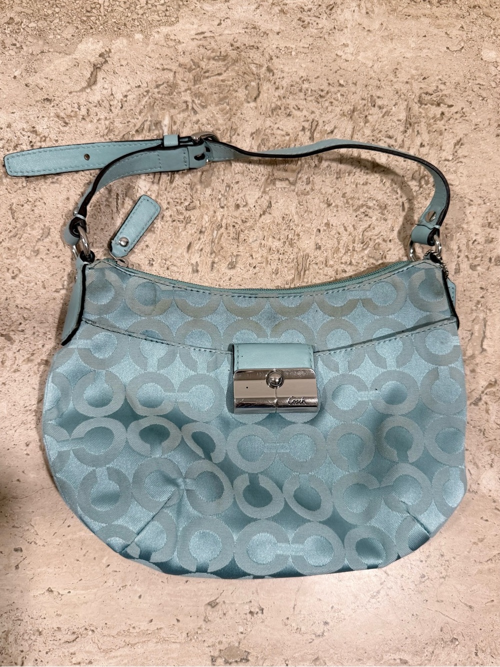 COACH 43731 Light Blue Signature Jacquard Shoulder Bag